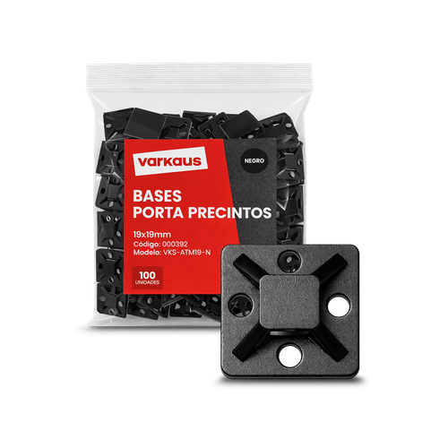 Base porta precinto 19 × 19 mm Negro